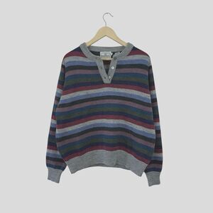 Vintage Barry Ashley 46 Sweater Wool Blend Striped Pullover Retro Womens READ